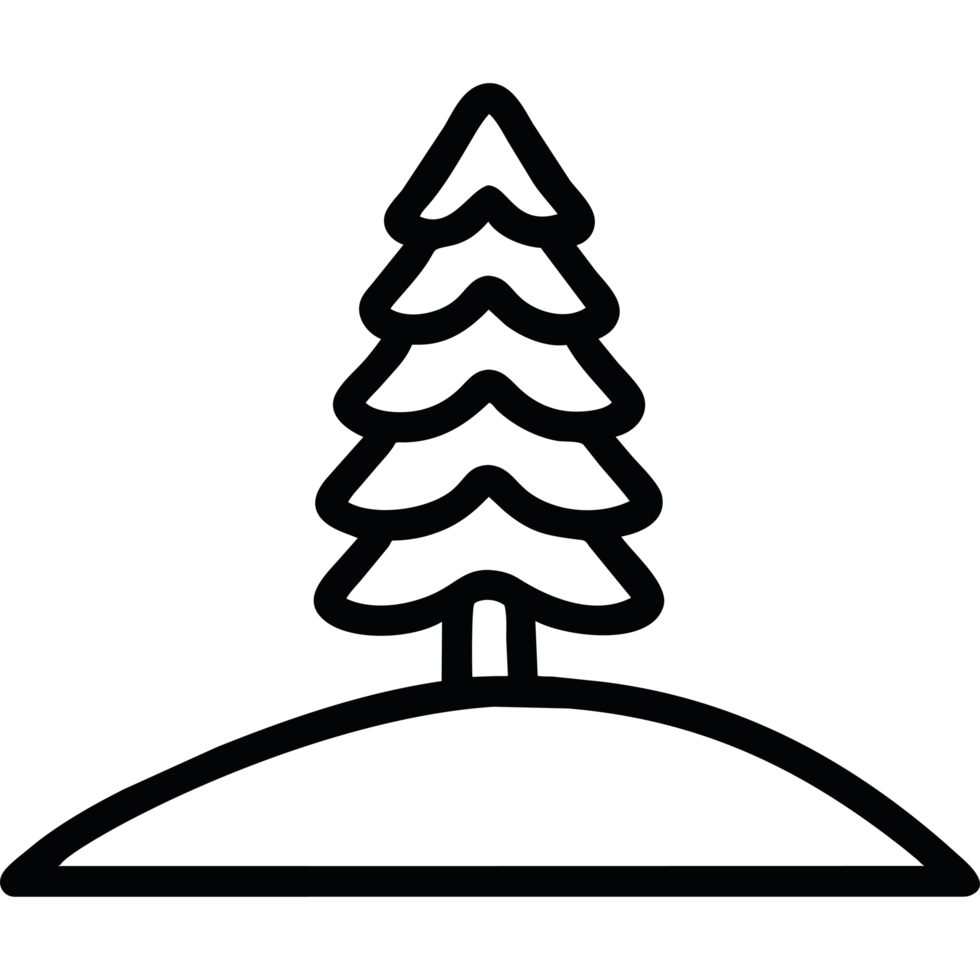 A black and white image of a pine tree png