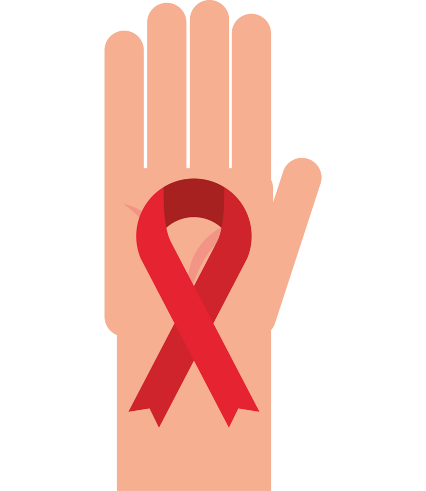 A hand with a red ribbon on it png