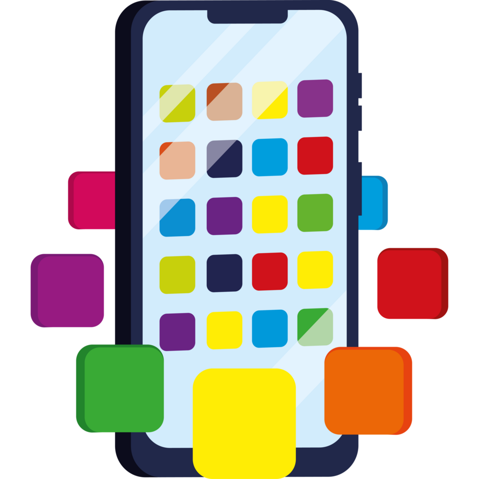 A smartphone with colorful squares on it png