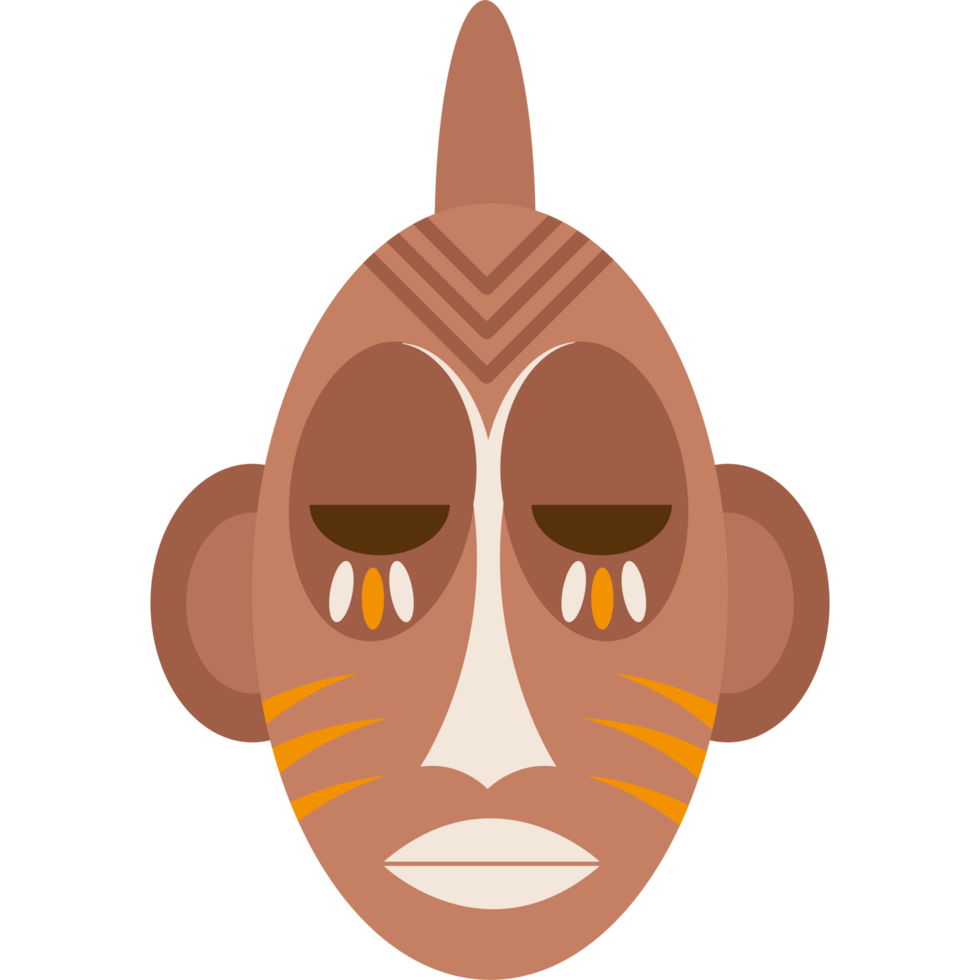 An illustration of a brown african mask png