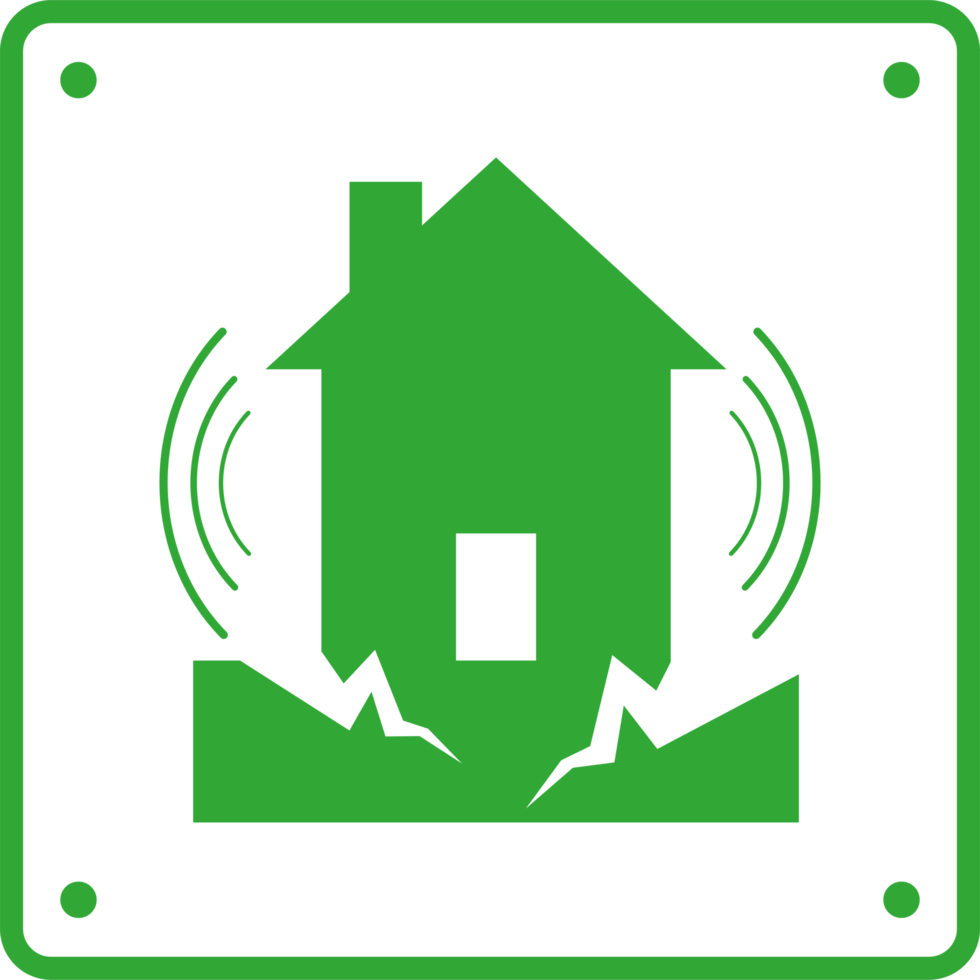 A green house with a sound wave icon png