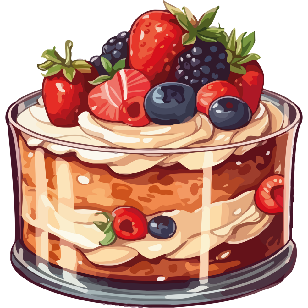 A cake with berries and cream on top png