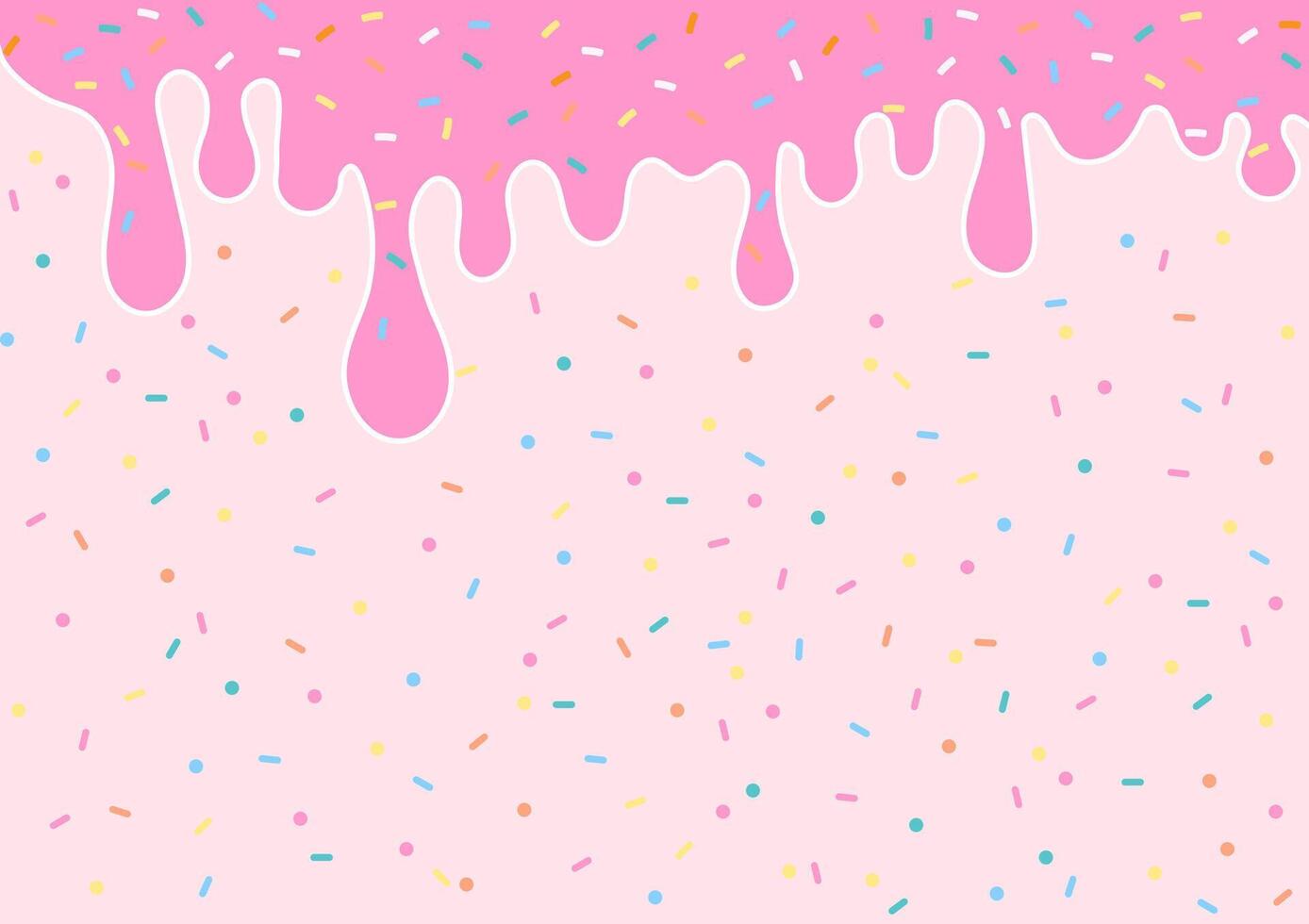 Paper pink liquid and colorful sprinkles background vector