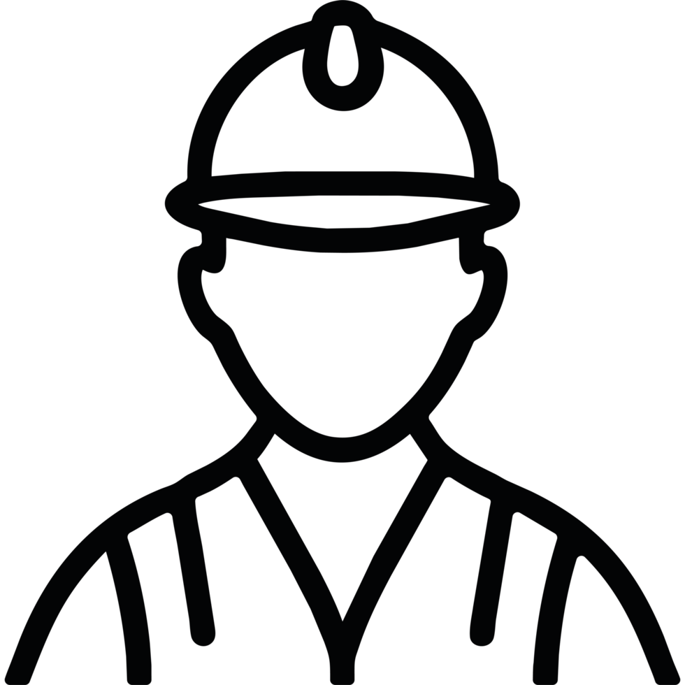 A silhouette of a man in a hard hat png