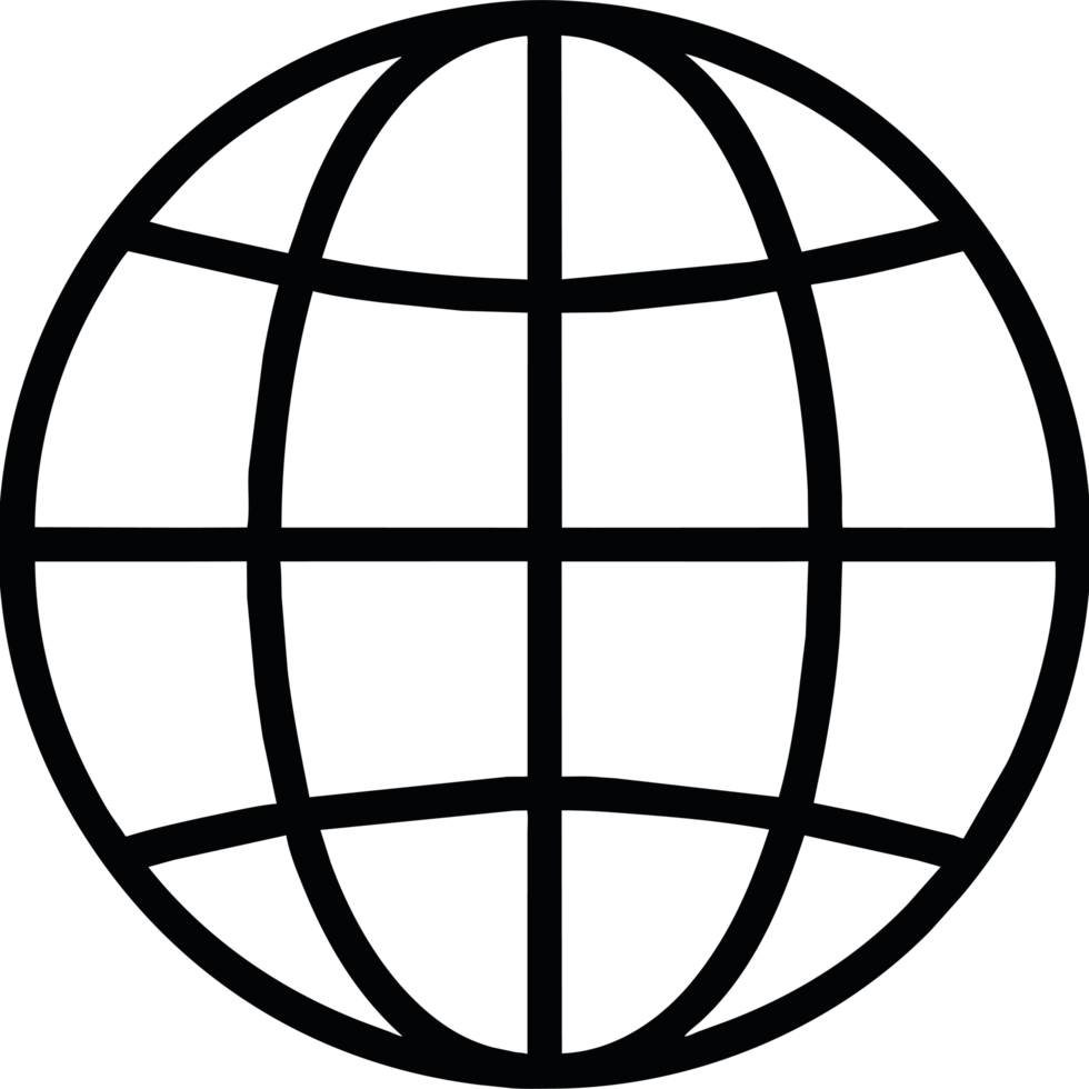 A black and white globe with a grid on it png