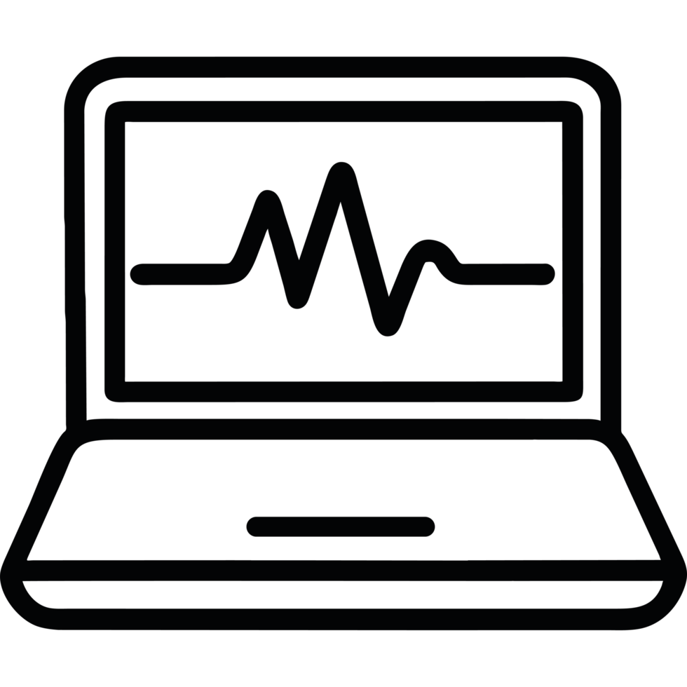 A laptop with an ecg line on it png