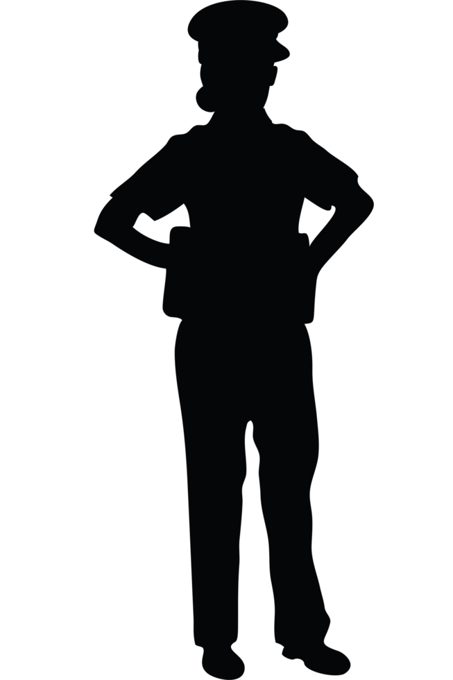A silhouette of a man in a police uniform png