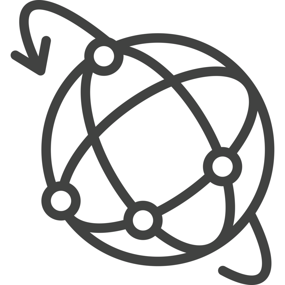 uma Preto e branco imagem do uma globo com Setas; flechas png