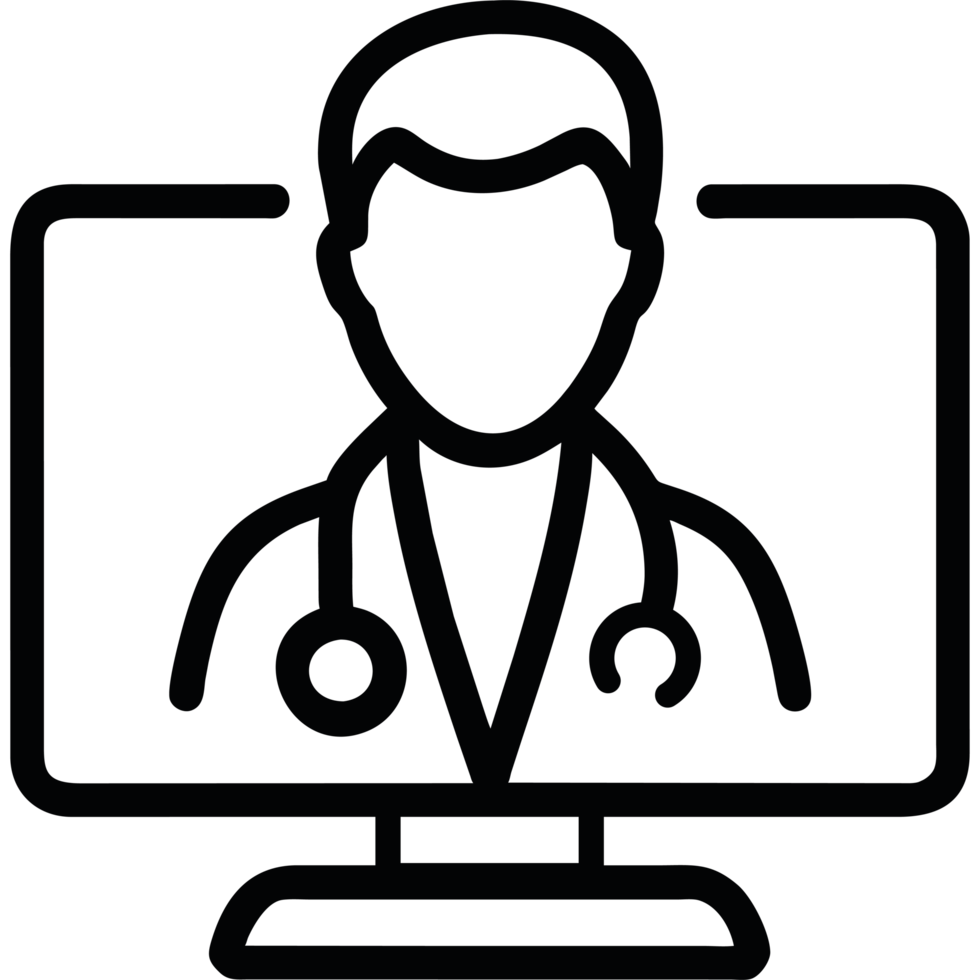 A black and white image of a person in a doctor's uniform png