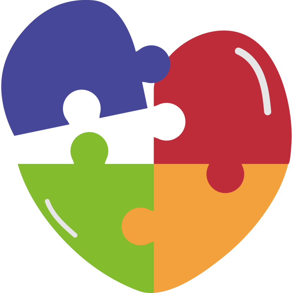 A heart shaped puzzle piece with four pieces png