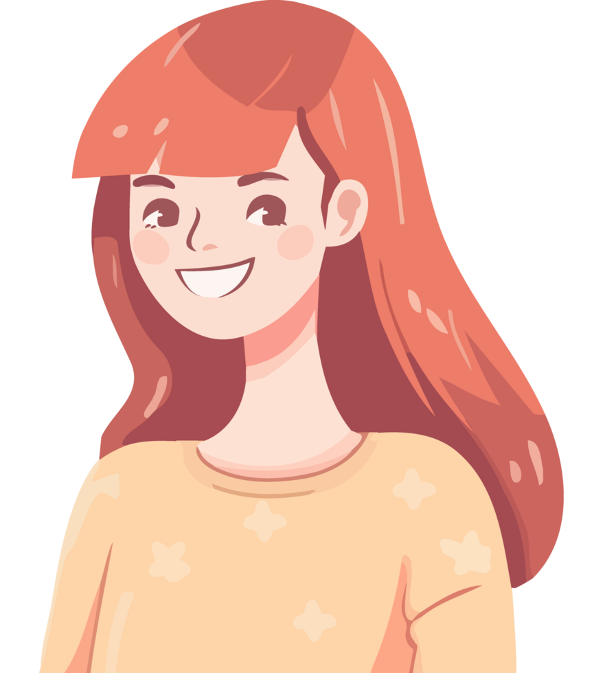 A cartoon girl with red hair smiling png