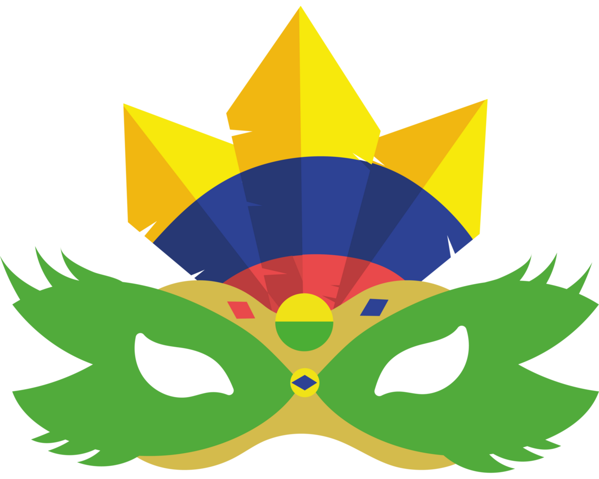 A green and yellow mask with a crown on it png