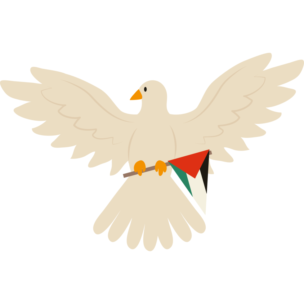 A white dove with a green and red flag png