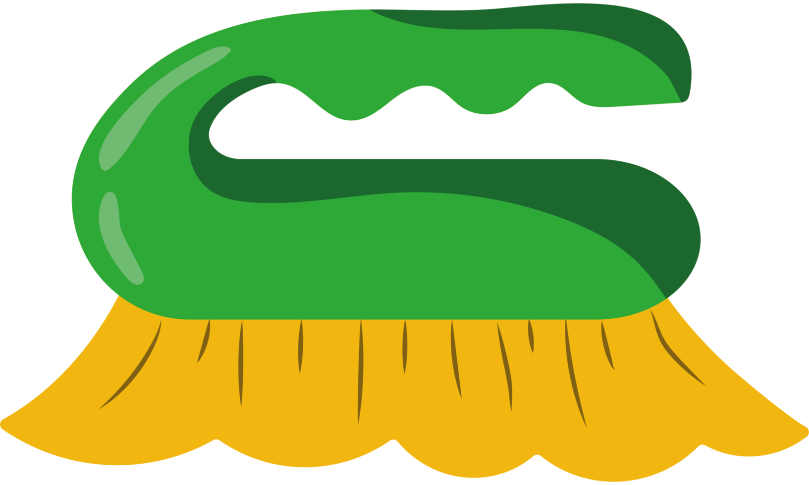 A green and yellow broom with a green toothbrush png