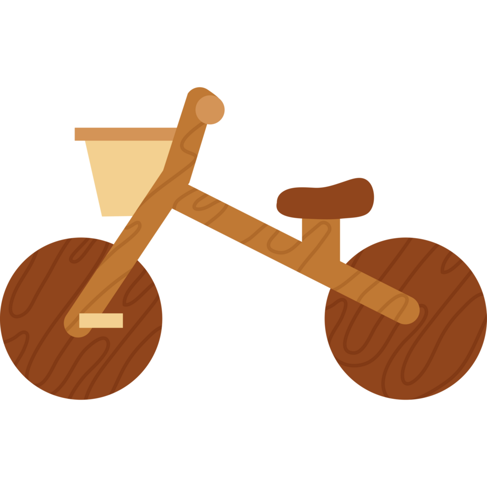 A wooden bike with a basket on the front png