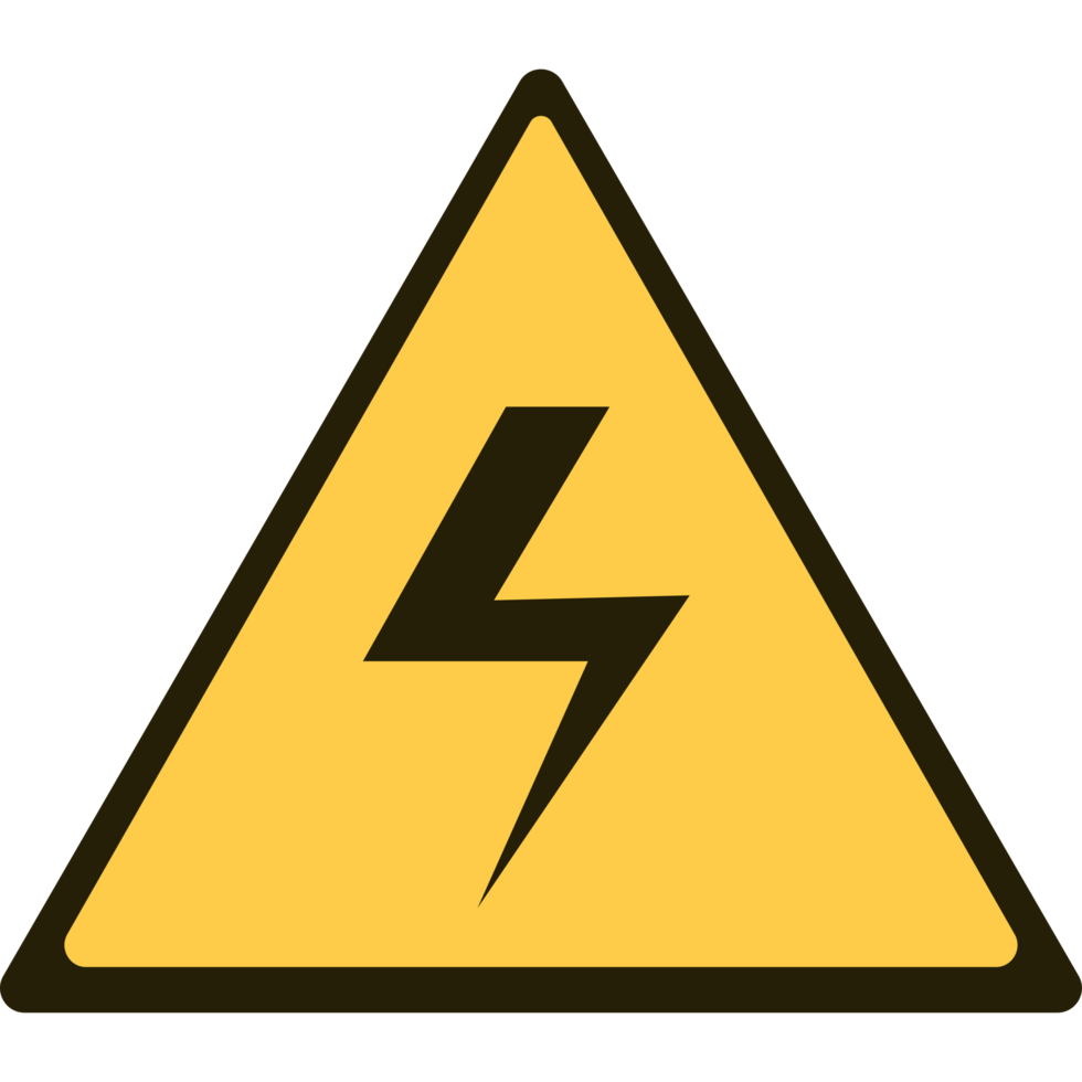 A yellow triangle with a lightning bolt on it png