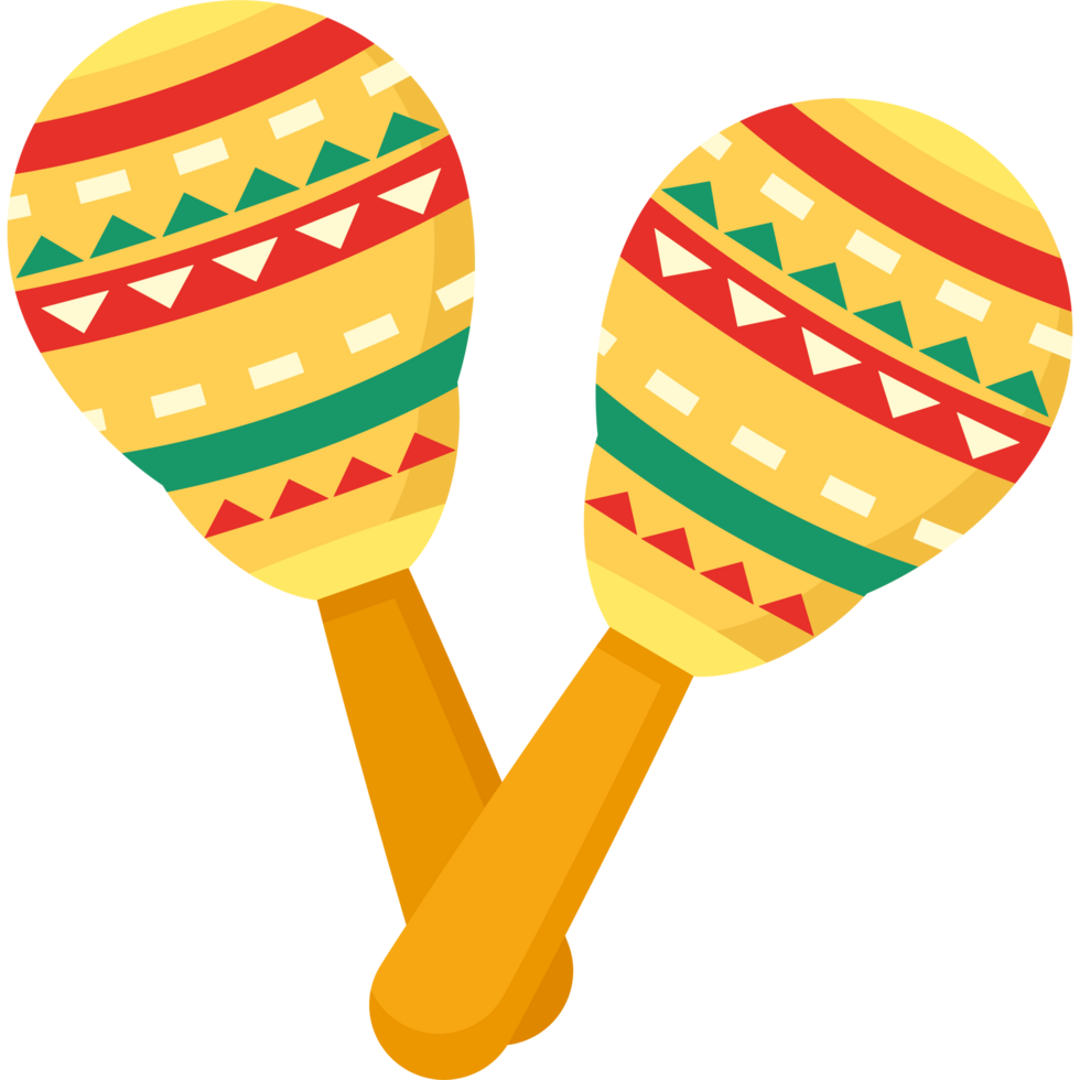 Two maracas with colorful patterns on them png