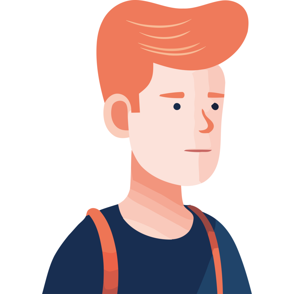 A boy with a backpack and a red hair png