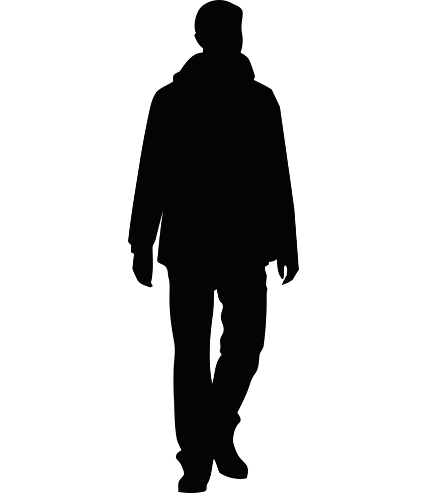 A silhouette of a man walking in the dark png