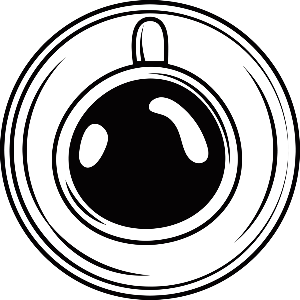 A black and white image of a cup of coffee png