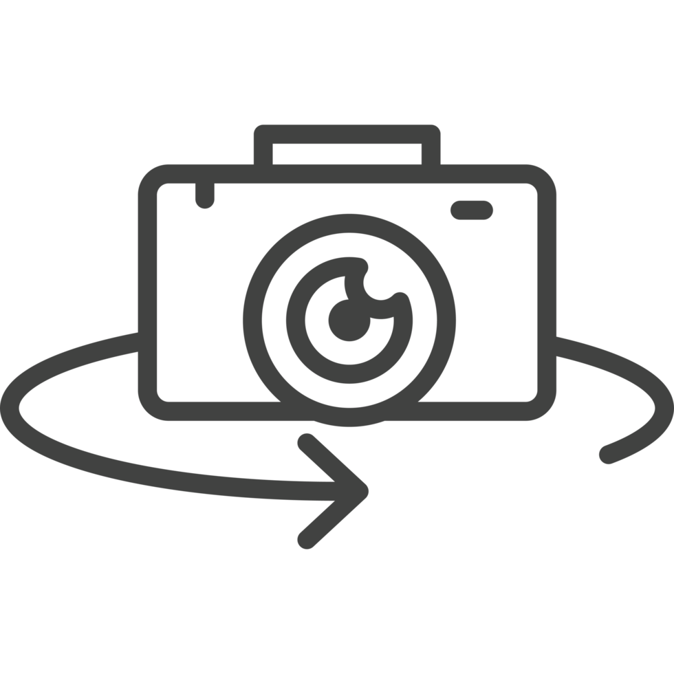 A camera is shown with a circle around it png
