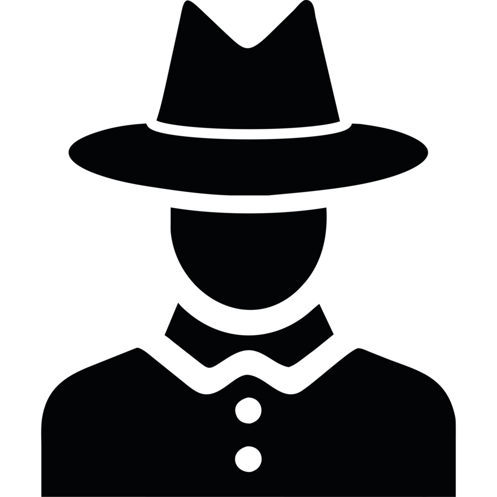 A silhouette of a man wearing a hat png