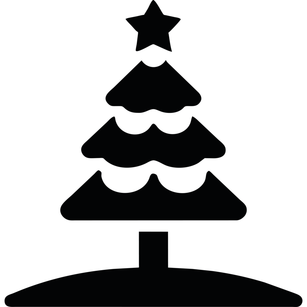 A black christmas tree with a star on top png