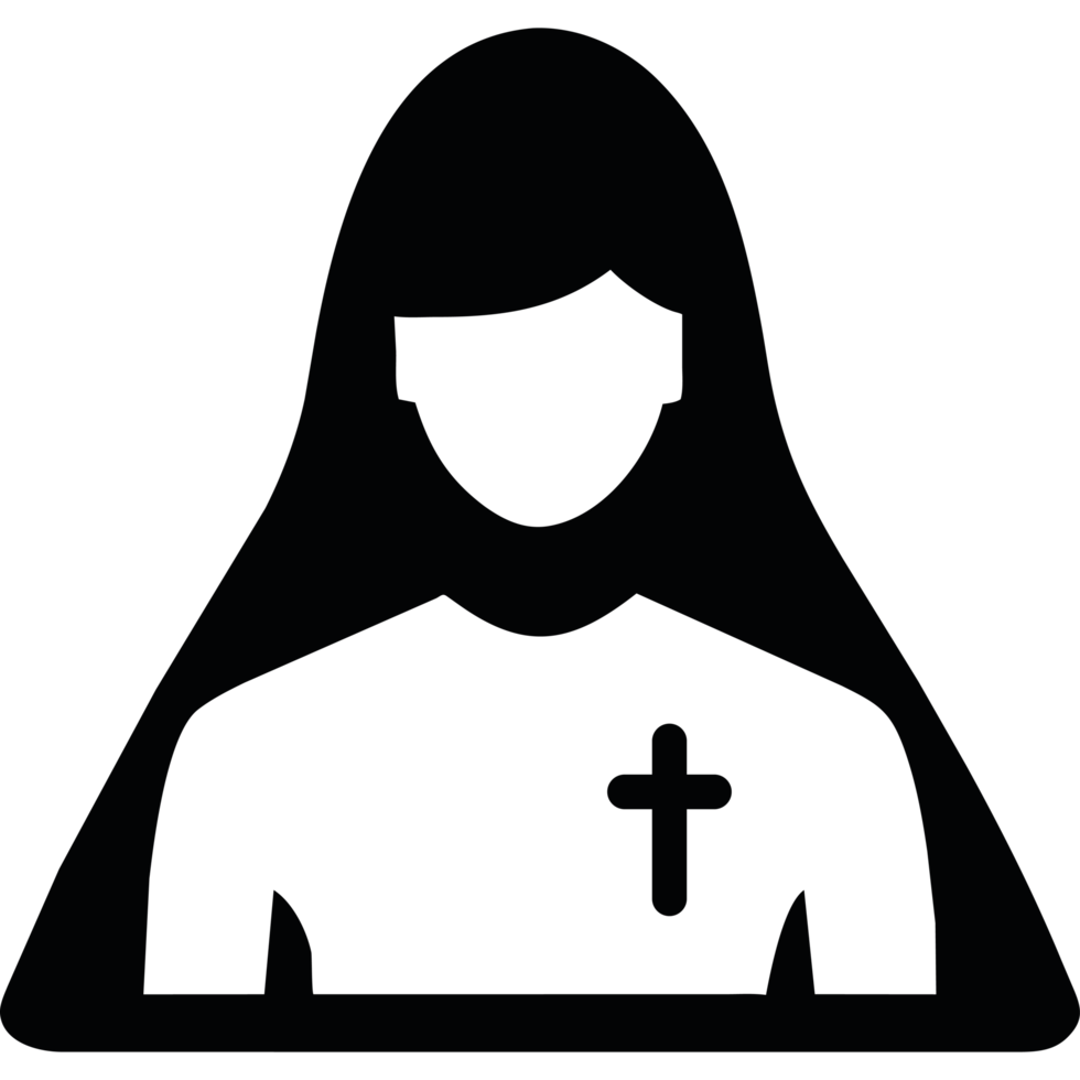 A silhouette of a woman with a cross on her head png