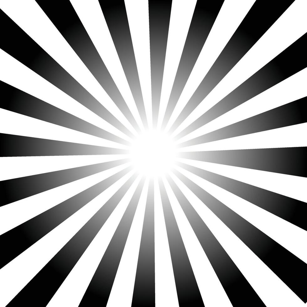 Black and white rays background vector