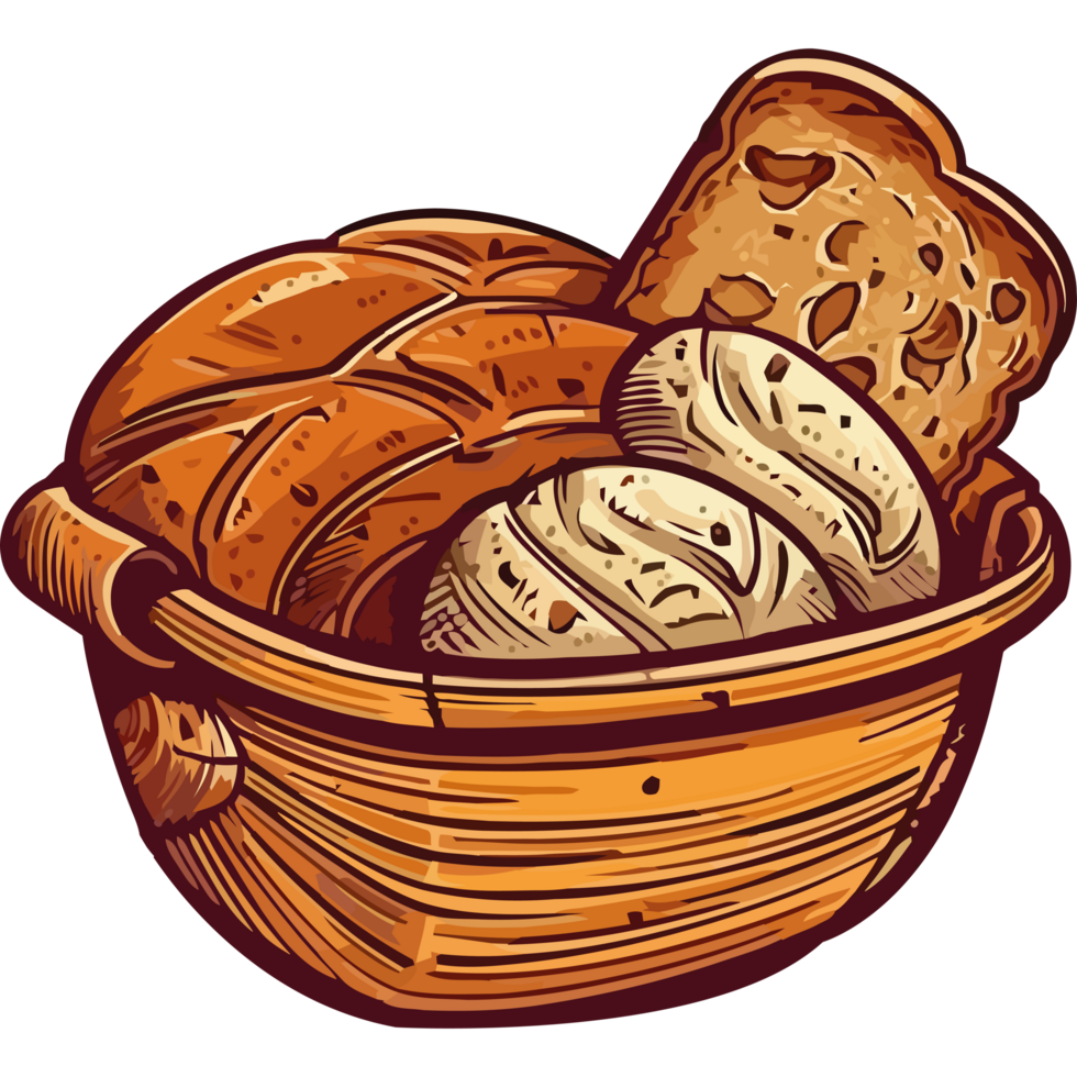 Bread in a basket illustration png