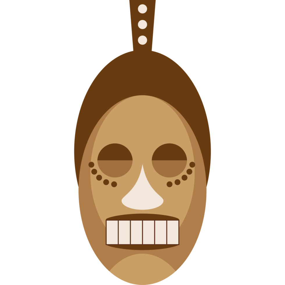 A cartoon mask with a brown face and a white smile png