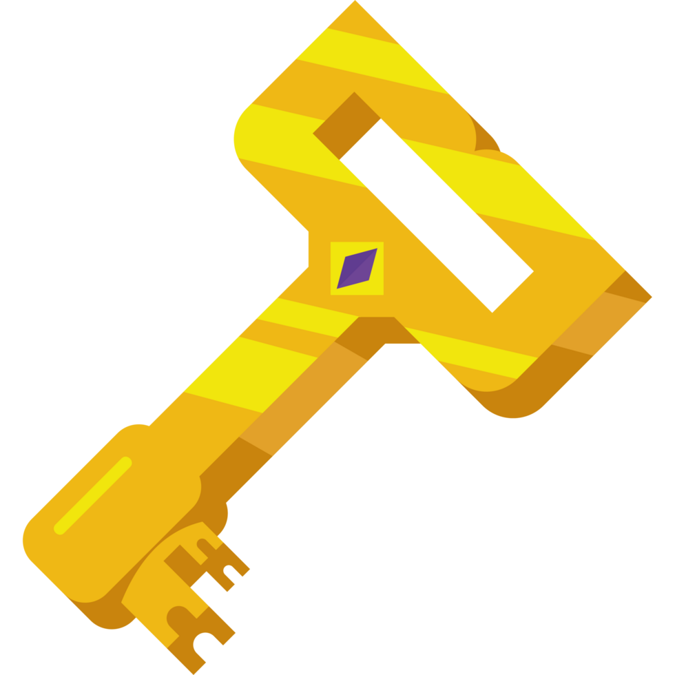 A yellow key with a purple diamond on it png