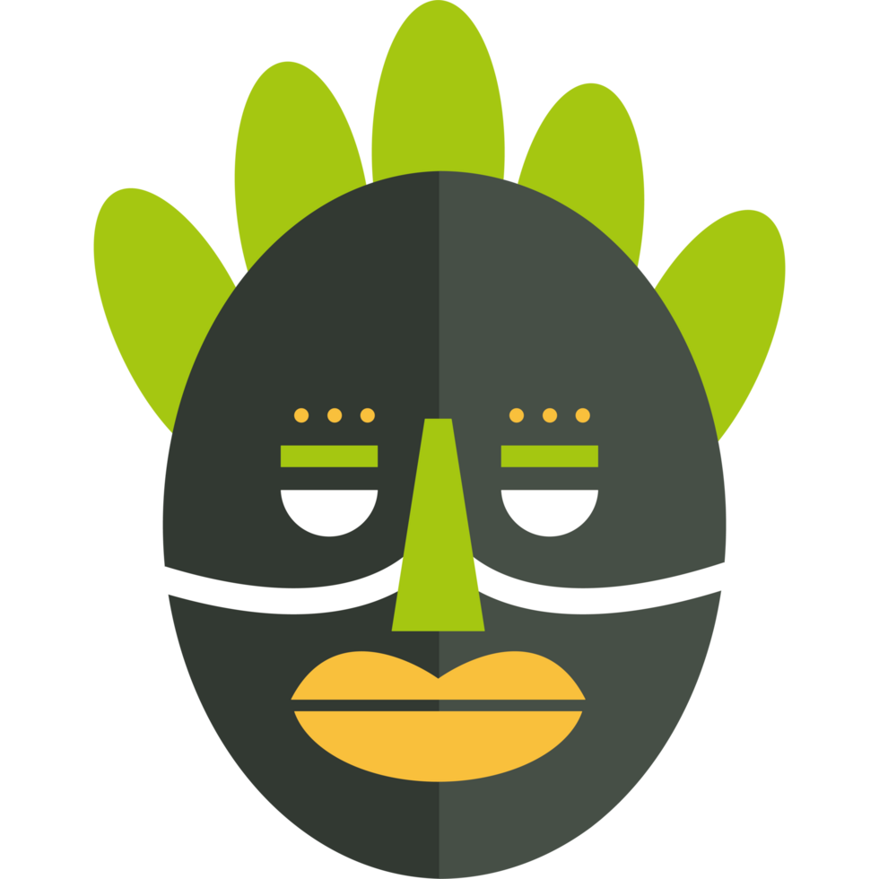 A black and green mask with a green face png