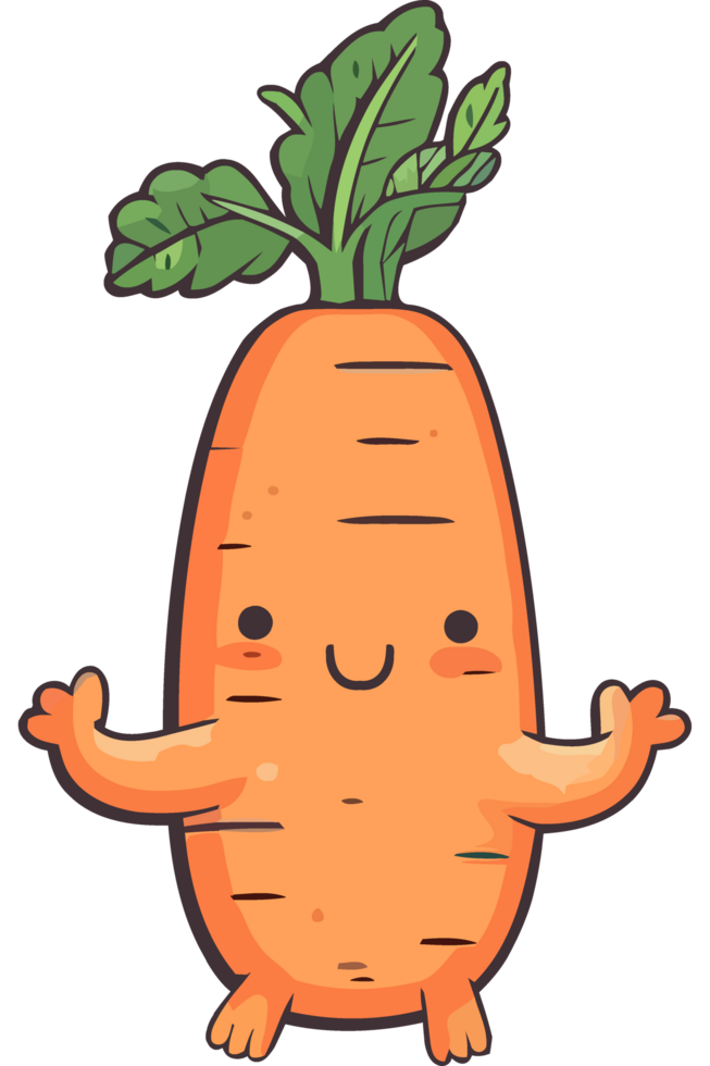 A cartoon carrot with arms and legs png
