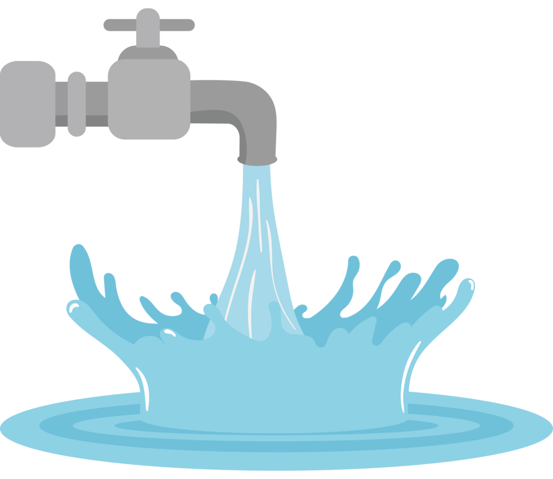 Water flowing from a tap into a pool png