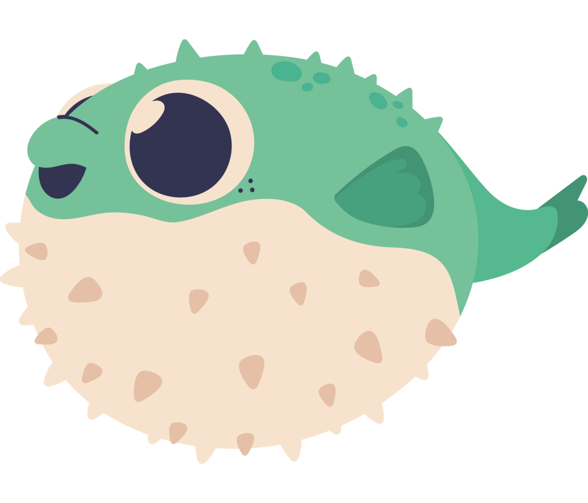 A puffer fish with big eyes and a big nose png