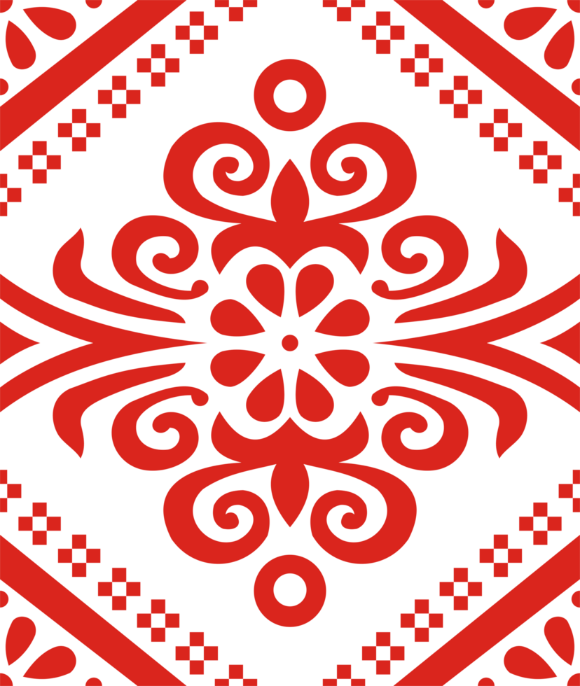 red design pattern of traditional Indonesian songket weaving ornamen png