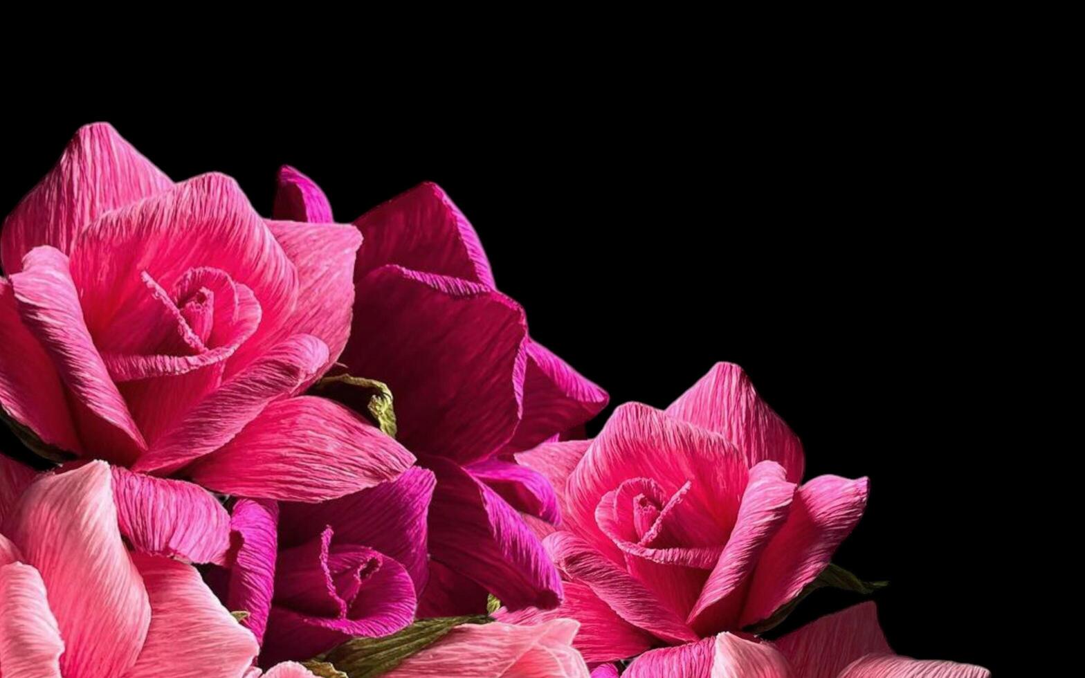 Paper rose flower background with empty space for greeting text. photo