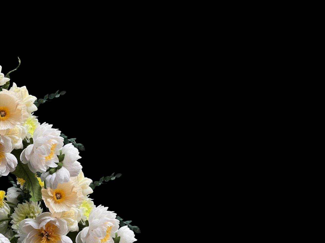 White floral background with empty space for greeting text. photo