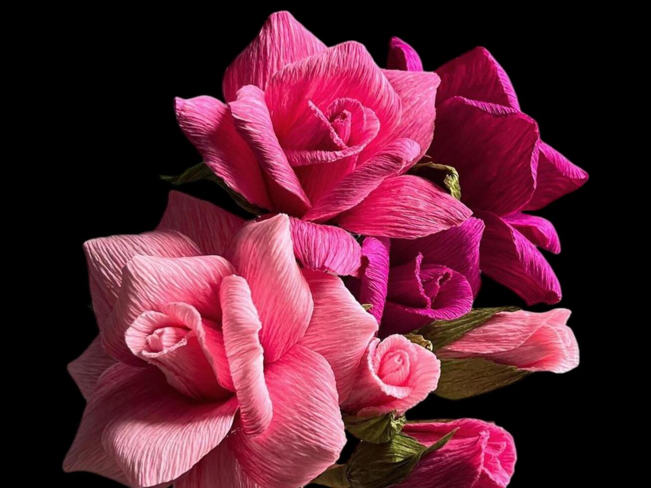 Paper rose flower background with empty space for greeting text. photo
