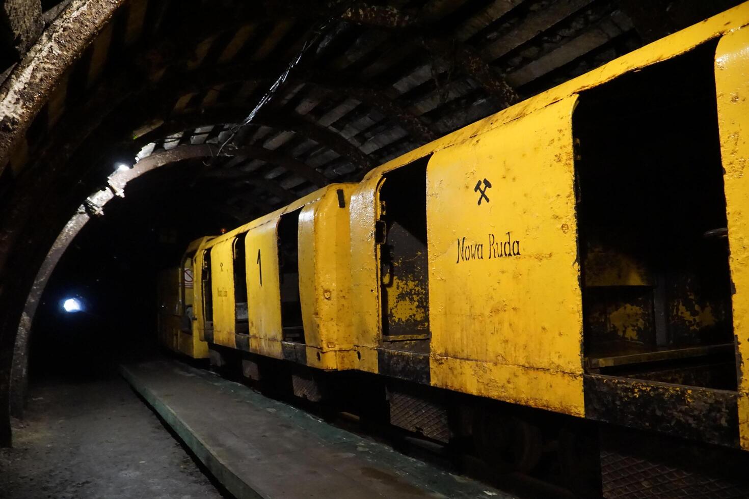 Nowa Ruda, Poland - August 4th, 2024 - Mining transportation carts photo