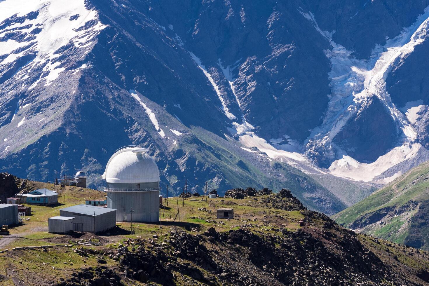 astronomical observatory in high mountainous terrain photo
