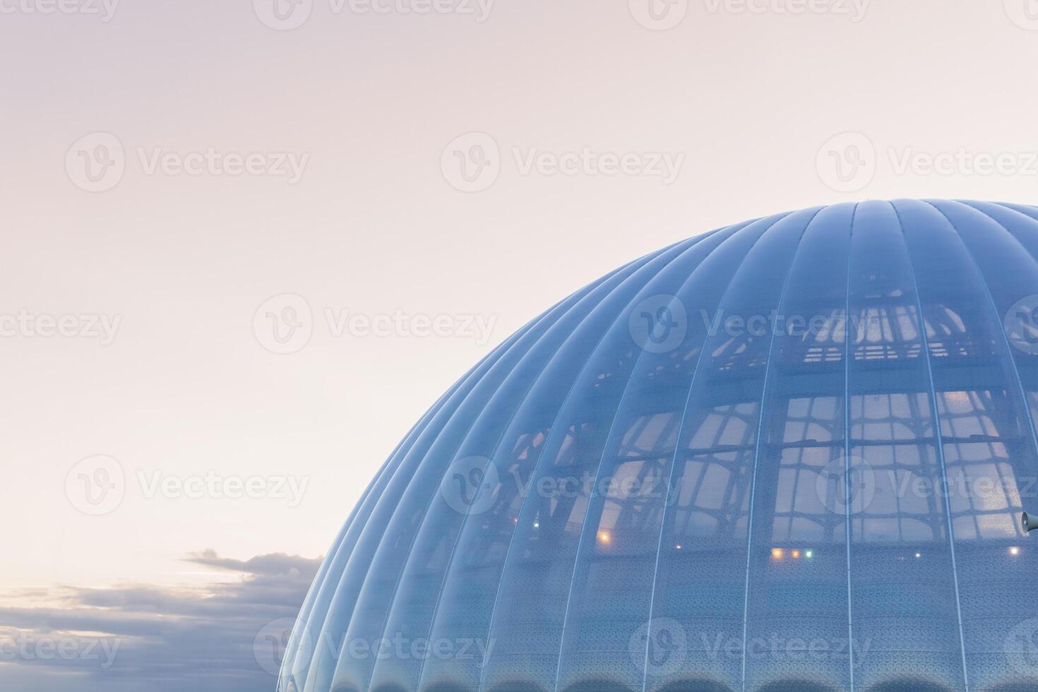 modern architecture, huge translucent dome against the sky photo
