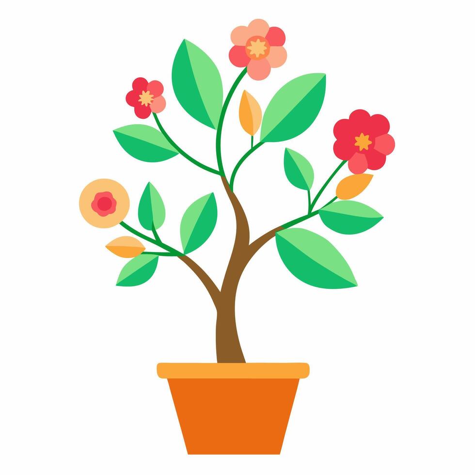 free flower tree in pot vector