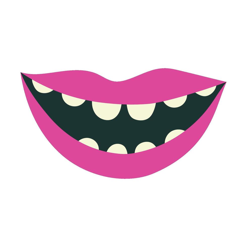 Cheerful mouth, smile. Open lips and teeth. Funny isolated illustration for your design vector