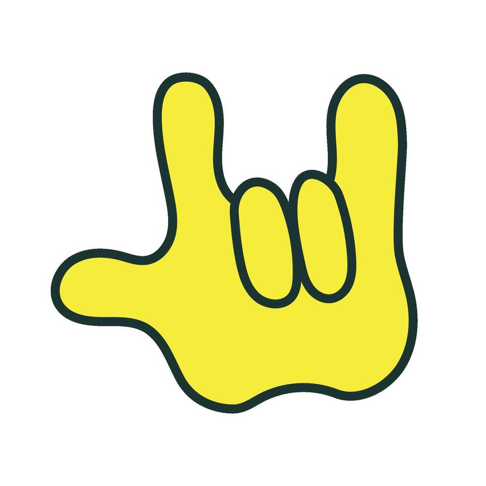 Yellow hand, rock sign. Isolated illustration for your design vector