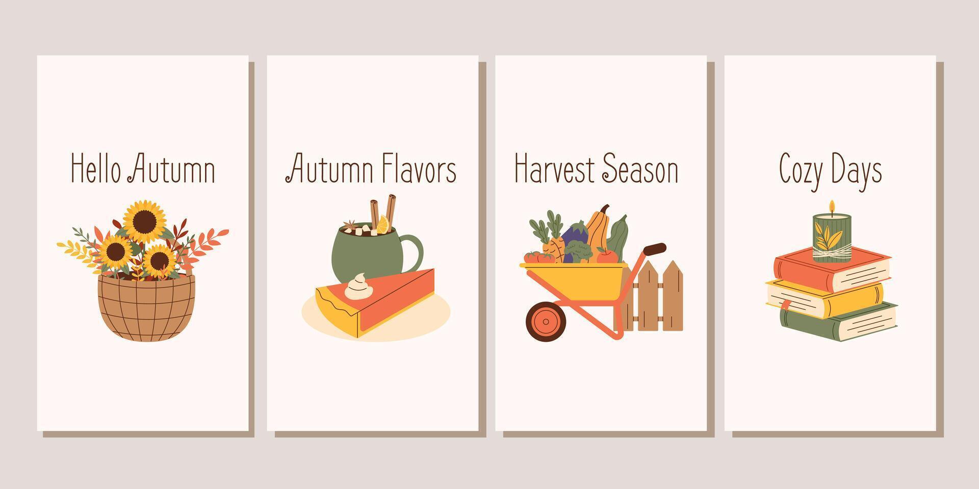 Vertical banner set for autumn postcards. illustration for fall themed designs vector