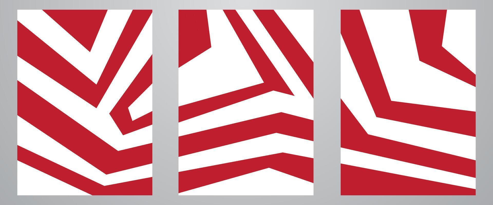 Set of Red and White Geometric Line Background vector