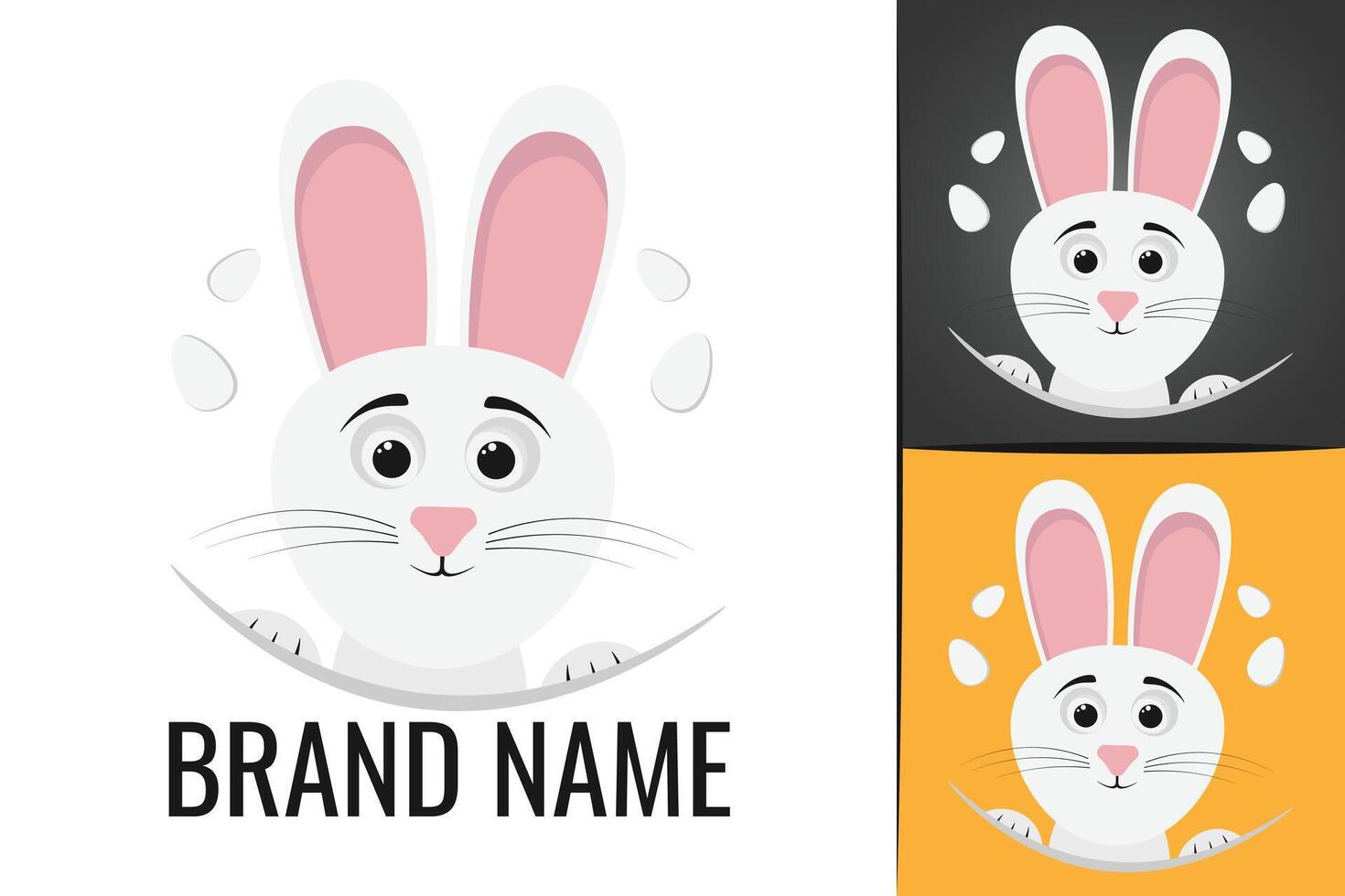 Happy Easter logo. Rabbit egg Holiday logotype. Easter rabbit ears and eggs logo vector