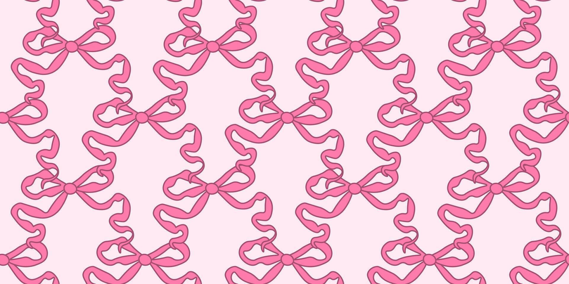 Decorative pink bows seamless pattern. Trendy. Cute feminine romantic background for textile, wallpaper, wrapping vector